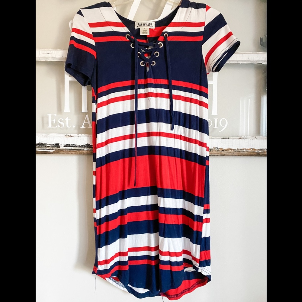 Red, White, and Navy Dress